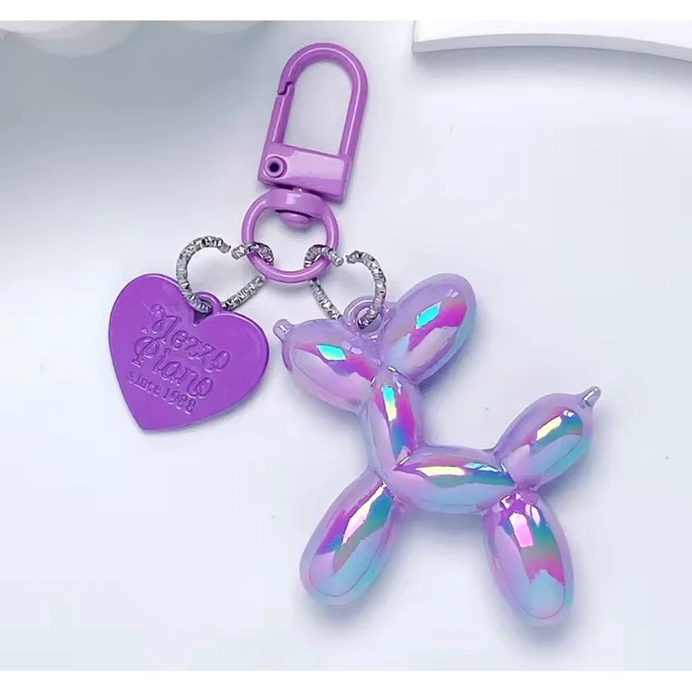 NEW Iridescent‎ Purple Balloon Dog Keychain Purse Charm Y2K